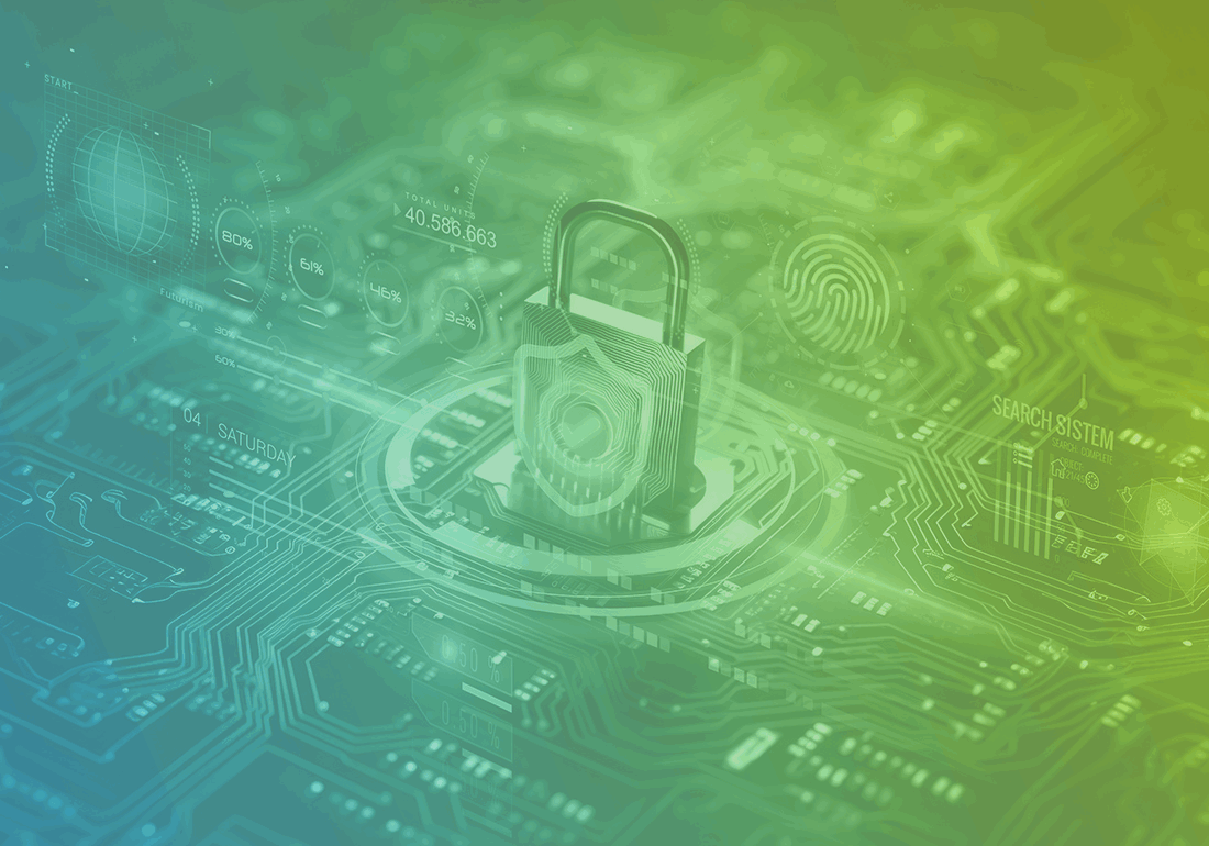 cybersecurity for SMEs. secure connection or cybersecurity service concept of compute motherboard closeup and safety lock with login and connecting verified credentials as wide banner design with copyspace area